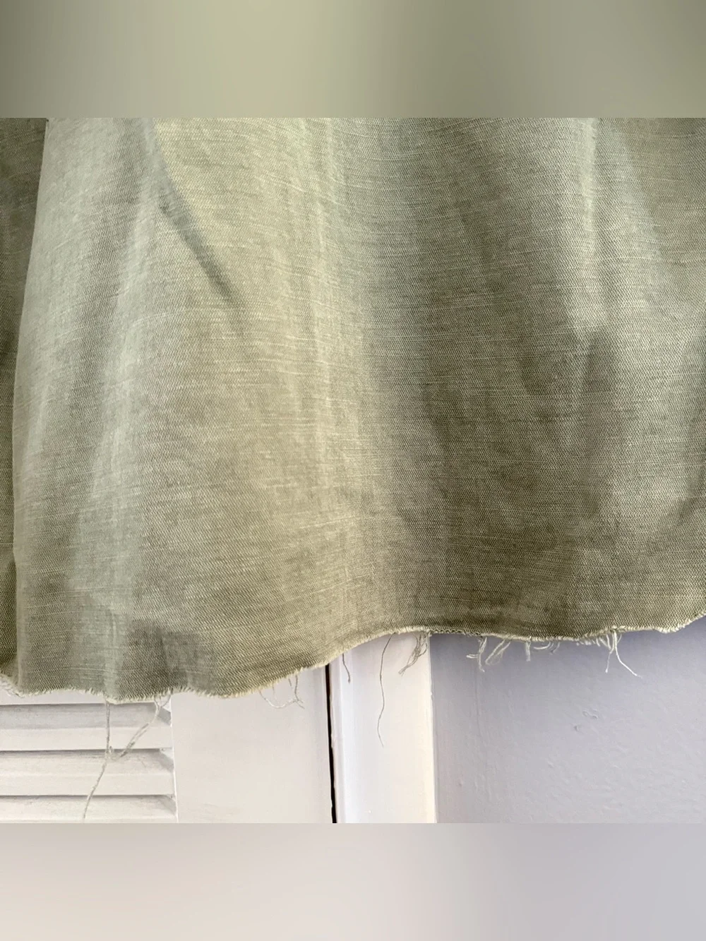AMO Olive Green Cropped Oversized Style Cotton Linen Button-Up Shirt - Picture 9 of 12